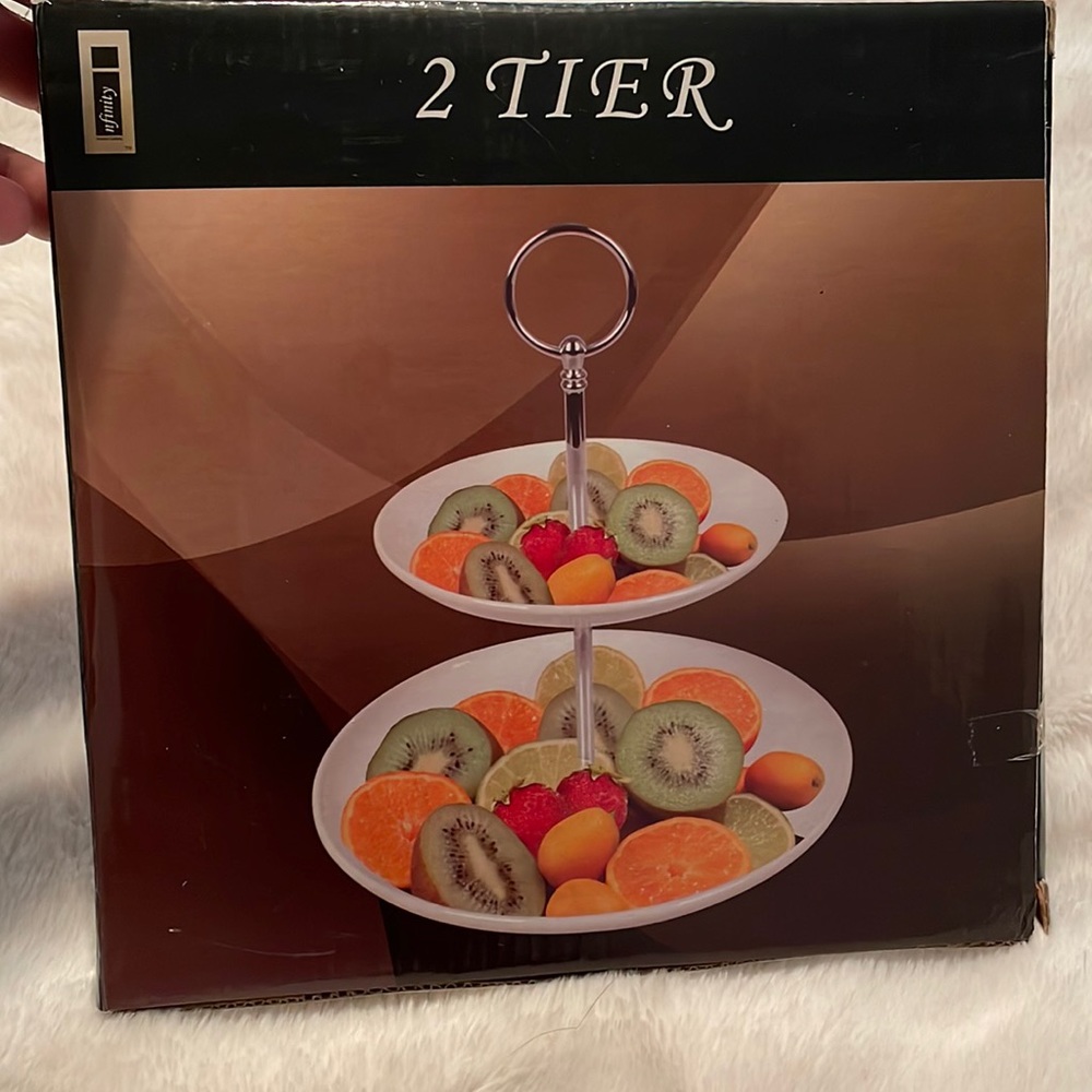 Infinity small 2 tier ceramic serving dish NIB
